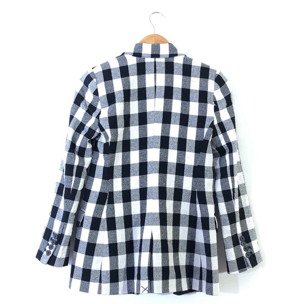 Halogen Black & White Checkered One Button Blazer Jacket - Picture 7 of 15